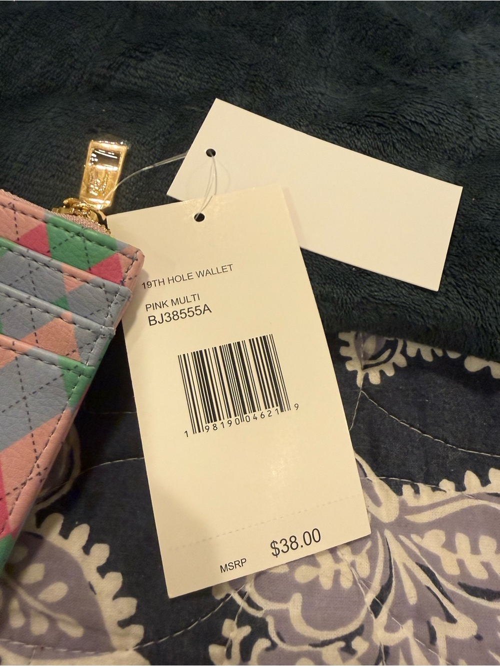 NWT Betsey Johnson Pink Golf-Themed Card Wallet with Colorful Trim - Picture 4 of 5
